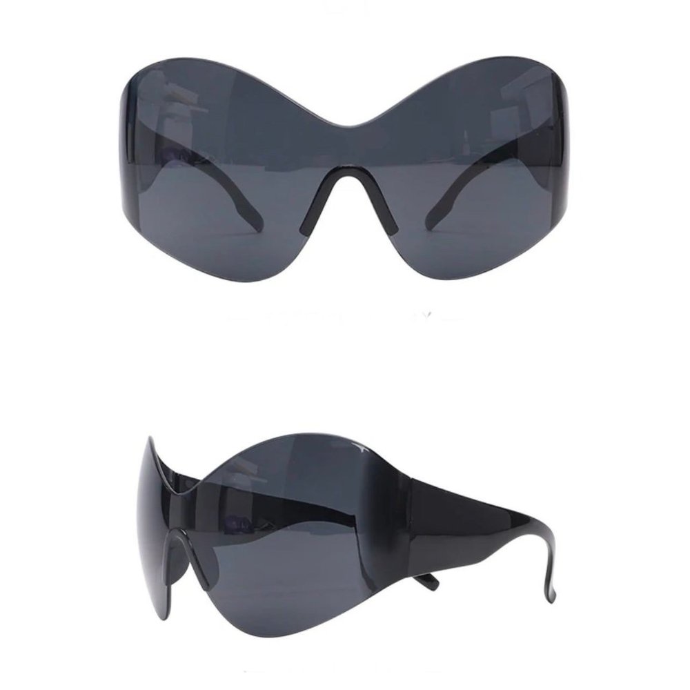 New Steampunk Oversized Sunglasses for Women Trends Punk Y2k Sun Glasses Goggle - Picture 9 of 12